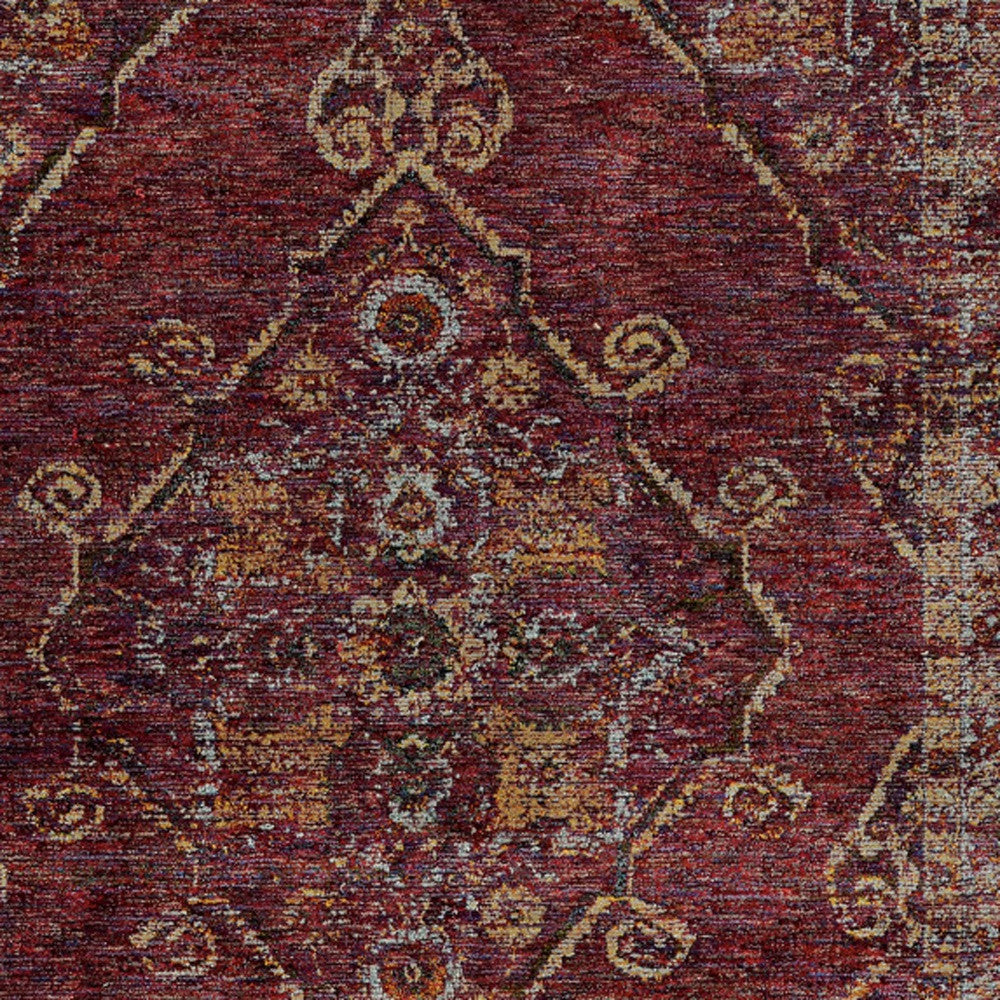 5' X 7' Red and Gold Oriental Power Loom Area Rug