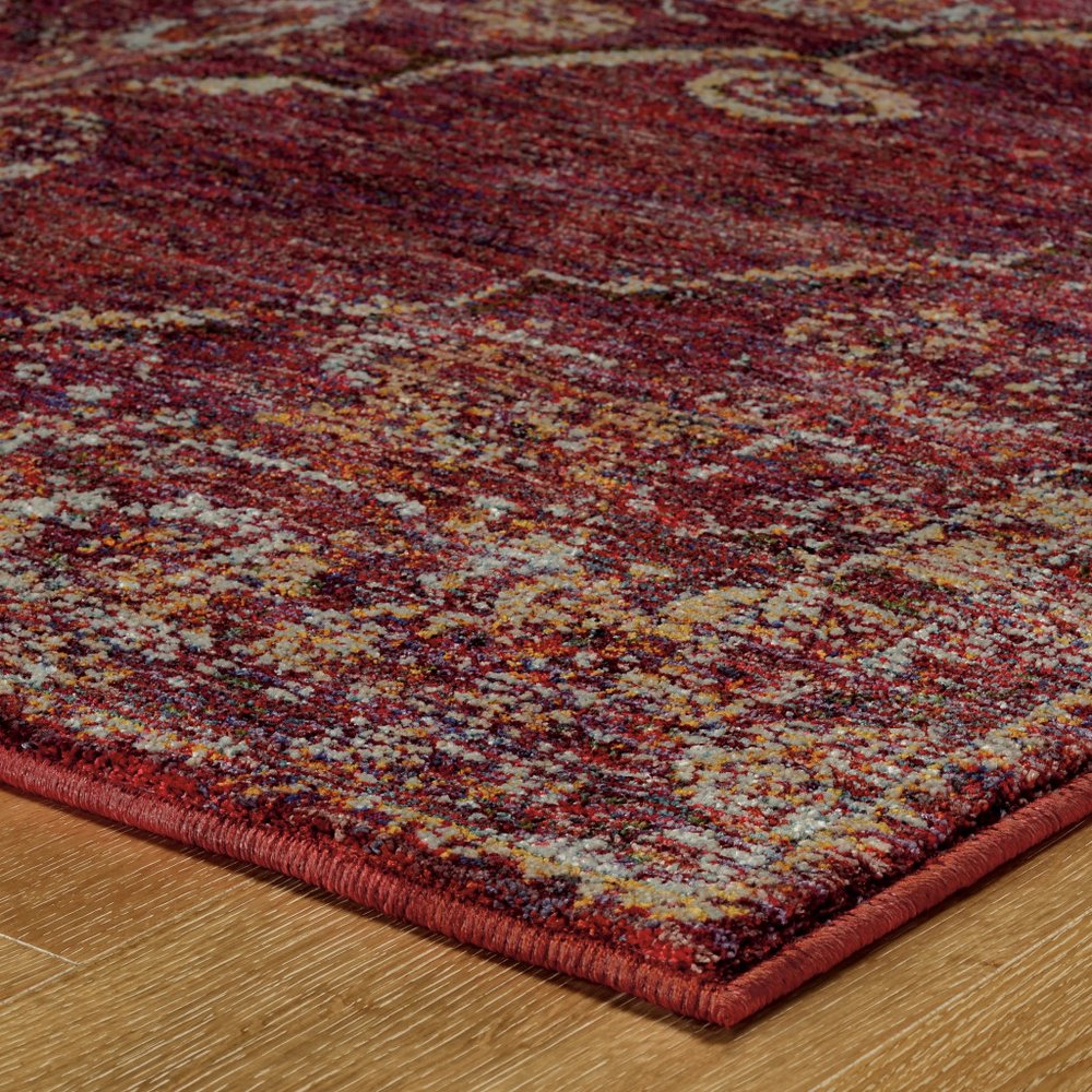 7' X 10' Red and Gold Oriental Power Loom Area Rug