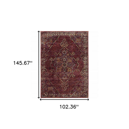 9' X 12' Red and Gold Oriental Power Loom Area Rug