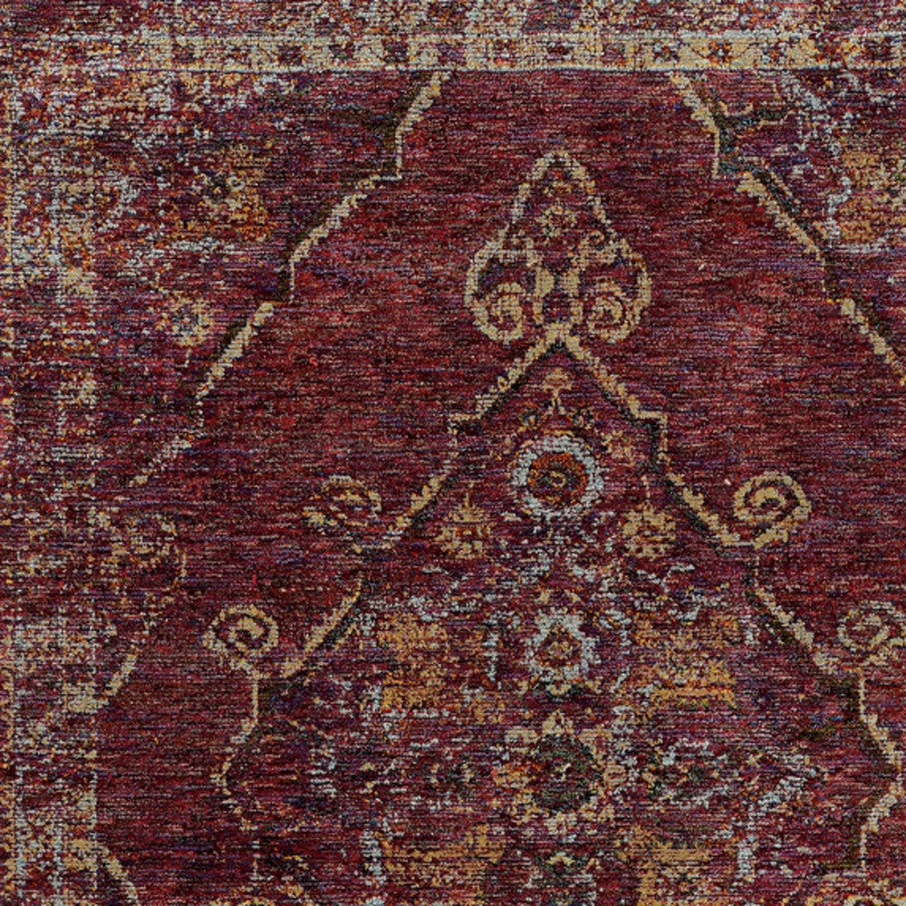 9' x 12' Red and Gold Oriental Power Loom Area Rug