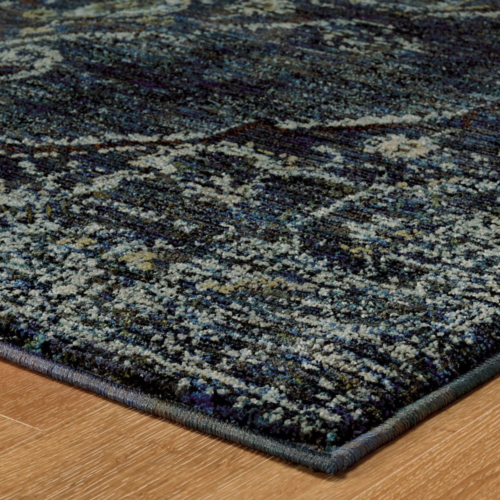 8' Blue And Ivory Oriental Runner Rug