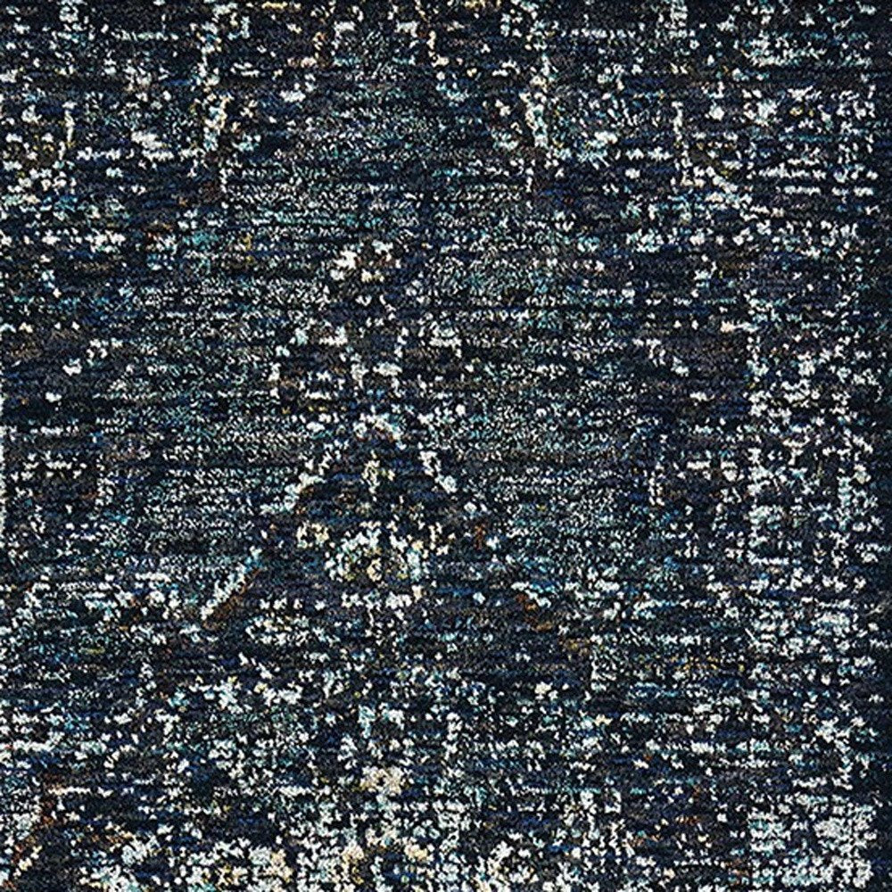 Blue & brown oriental runner rug, 12' long.