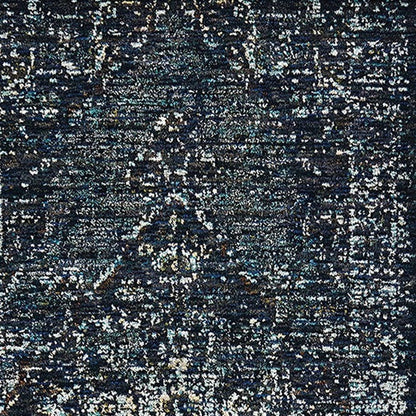 Blue & brown oriental runner rug, 12' long.
