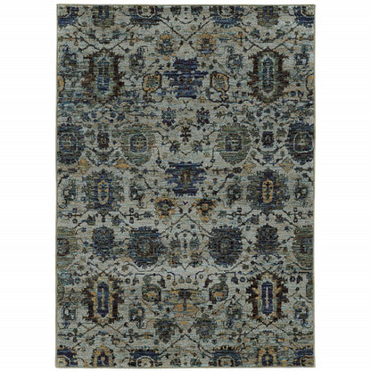 3' X 5' Blue Green Oriental Power Loom Area Rug