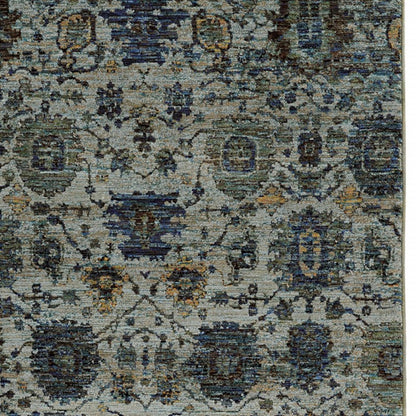 5' X 7' Blue Green Oriental Power Loom Area Rug