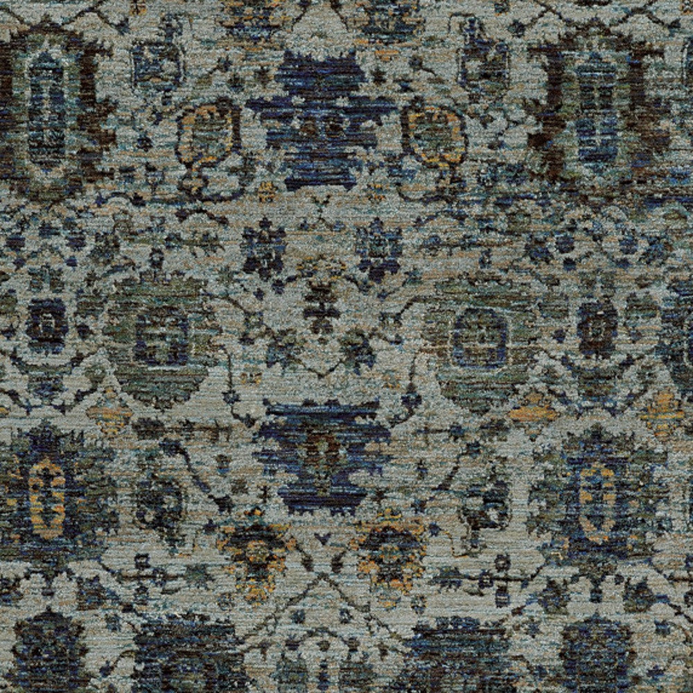 7' X 10' Blue Green Oriental Power Loom Area Rug