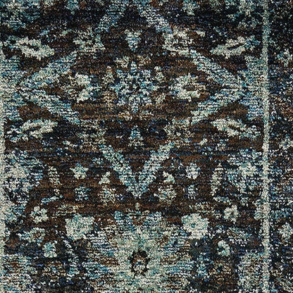 12' Blue Oriental Runner Rug
