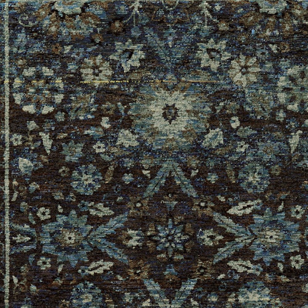 7' X 10' Navy Blue Oriental Power Loom Area Rug