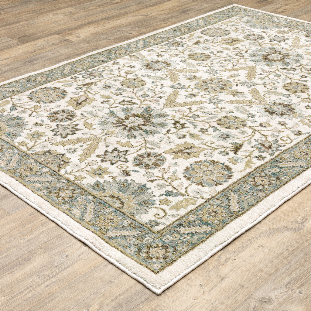 2' X 3' Gray and Ivory Oriental Power Loom Area Rug