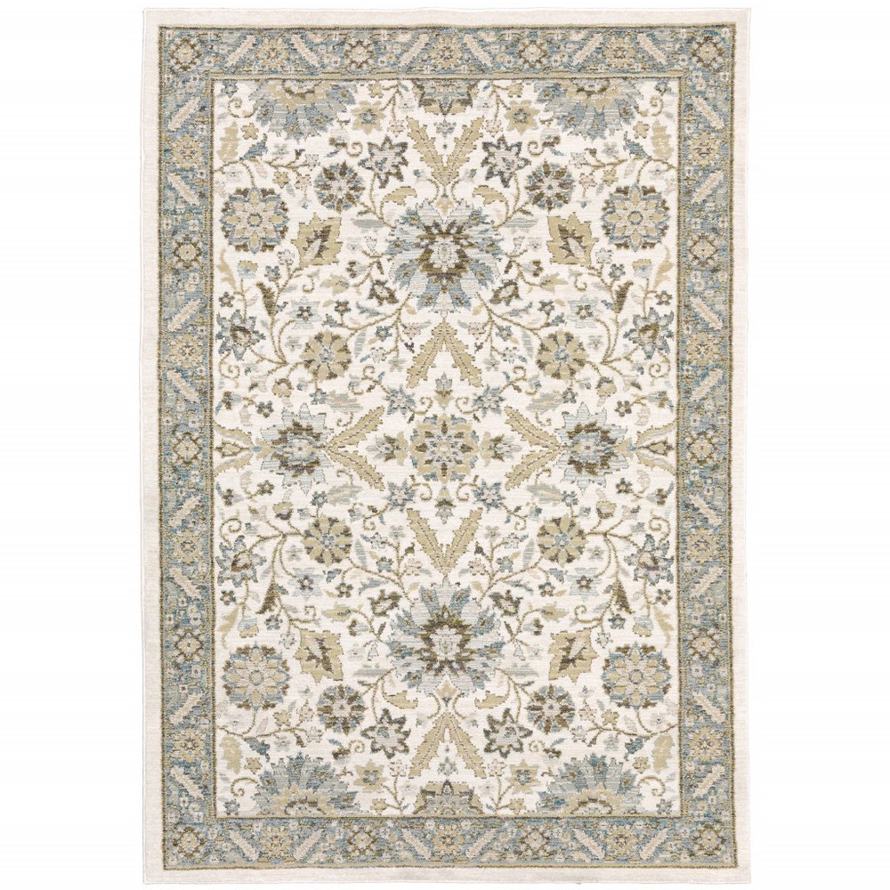 3' X 5' Stone And Ivory Oriental Area Rug