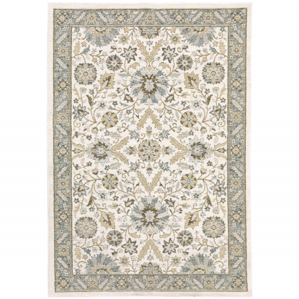 5' X 7' Gray and Ivory Oriental Power Loom Area Rug