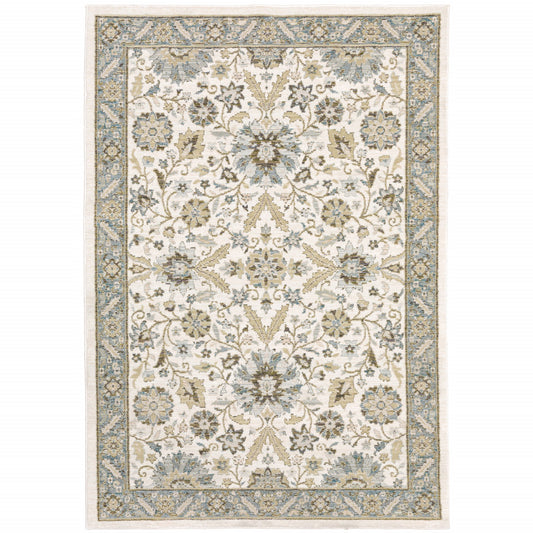 7' x 10' Gray and Ivory Oriental Power Loom Area Rug
