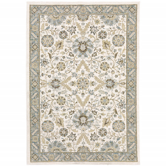 7' X 10' Gray and Ivory Oriental Power Loom Area Rug