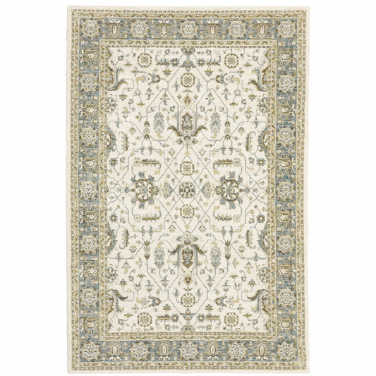 2' X 3' Gray and Ivory Oriental Power Loom Area Rug