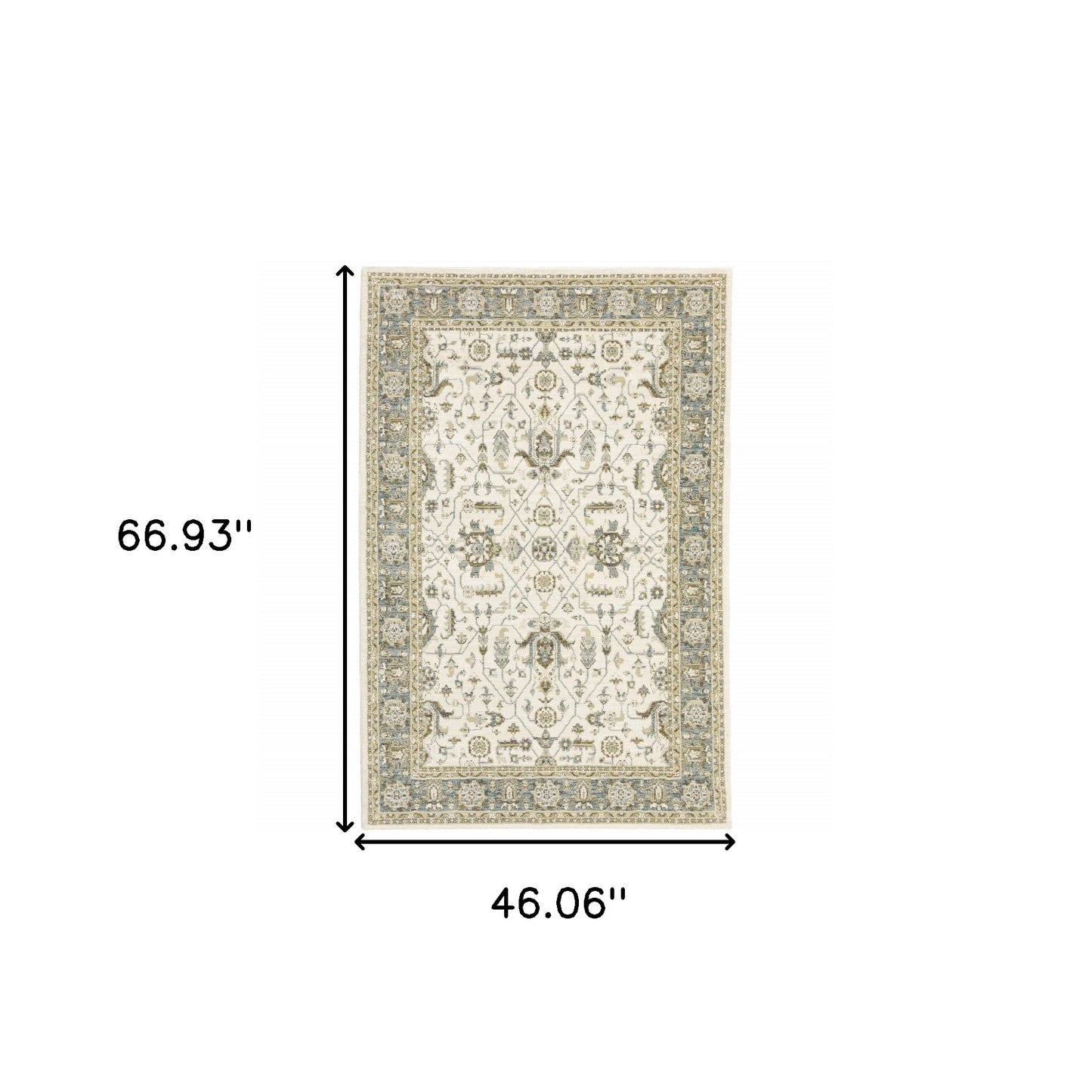 3' X 5' Gray and Ivory Oriental Power Loom Area Rug