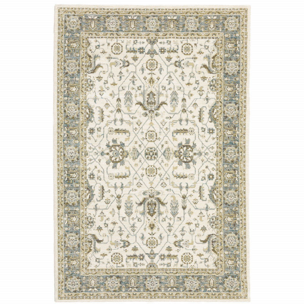 5' X 7' Gray and Ivory Oriental Power Loom Area Rug