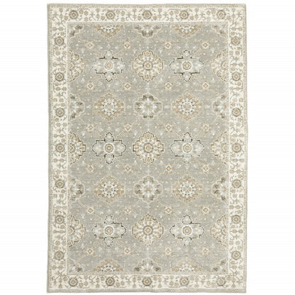 2' X 3' Gray And Ivory Oriental Area Rug