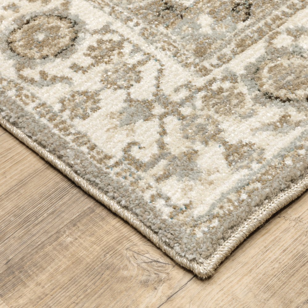 2' X 3' Gray And Ivory Oriental Area Rug