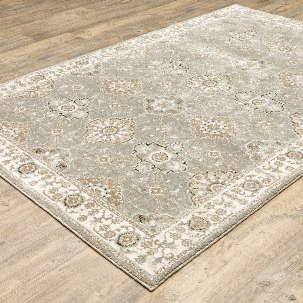 2' X 3' Gray And Ivory Oriental Area Rug