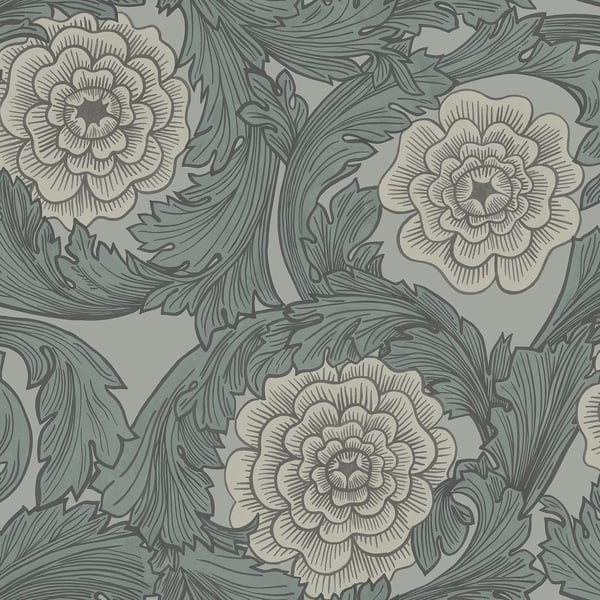 Galerie Wallcoverings Blomstermala Floral Galerie Wallcoverings  Silver Grey   - 51009
