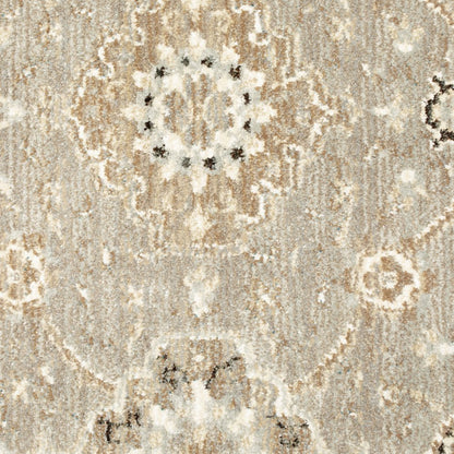 3' X 5' Gray and Ivory Oriental Power Loom Area Rug