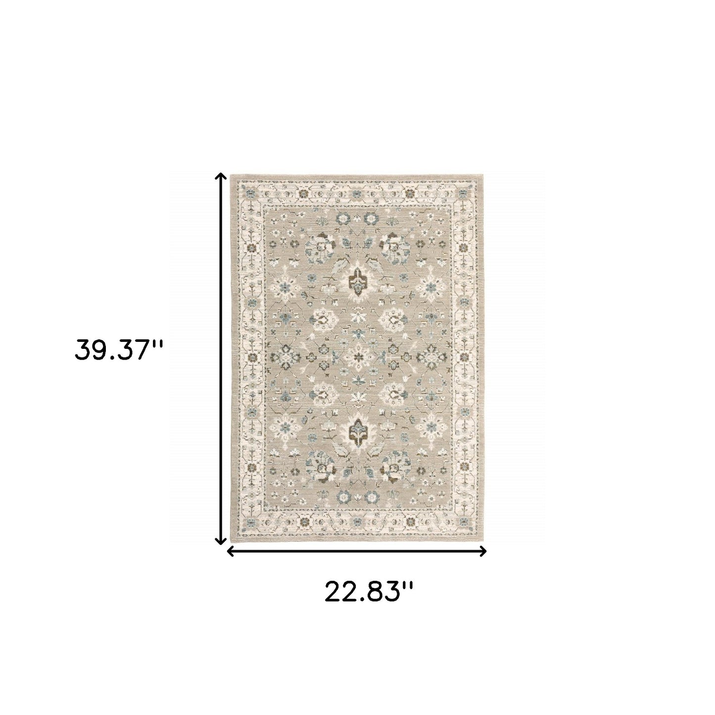 2' X 3' Beige and Ivory Oriental Power Loom Area Rug