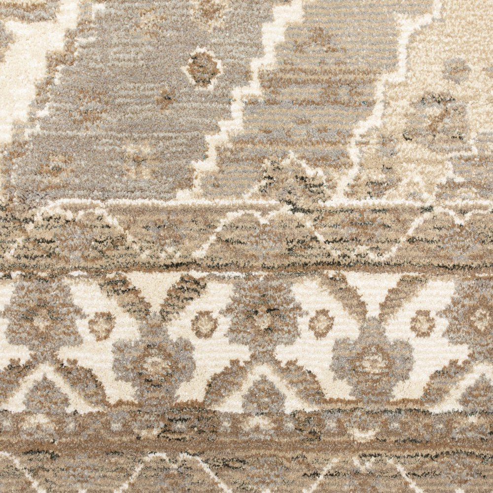 12' Beige And Ivory Oriental Runner Rug