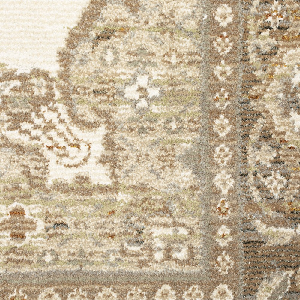 12' Beige And Ivory Oriental Runner Rug