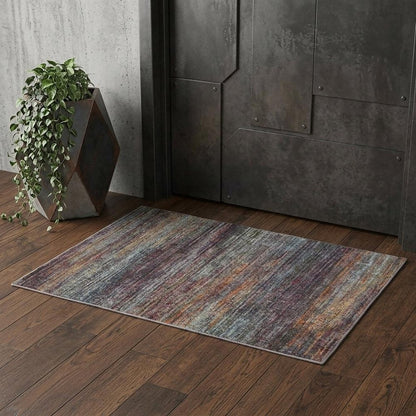 2' X 3' Blue And Gray Abstract Area Rug