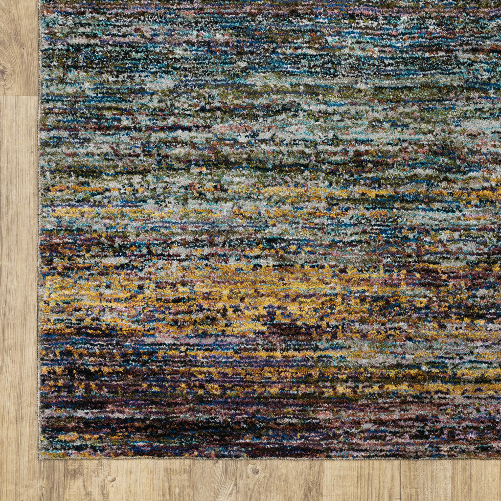 2' X 3' Blue and Gray Abstract Power Loom Area Rug