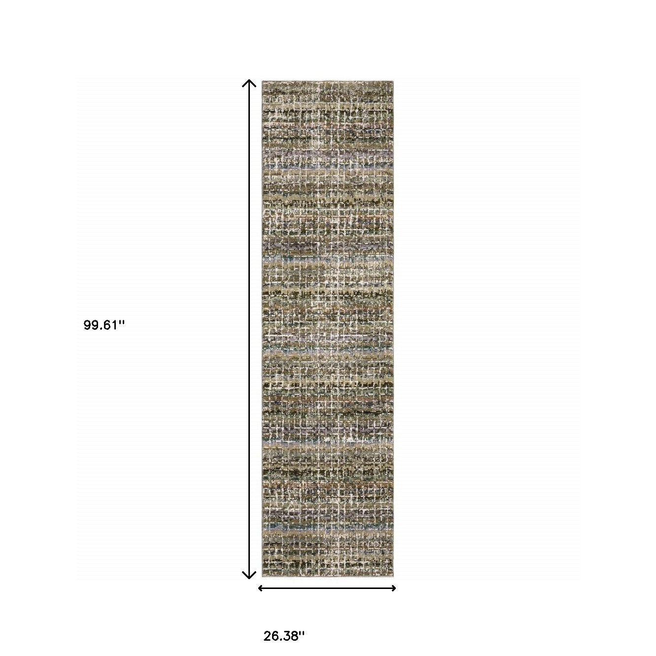 8' Runner Gray and Ivory Abstract Power Loom Runner Rug