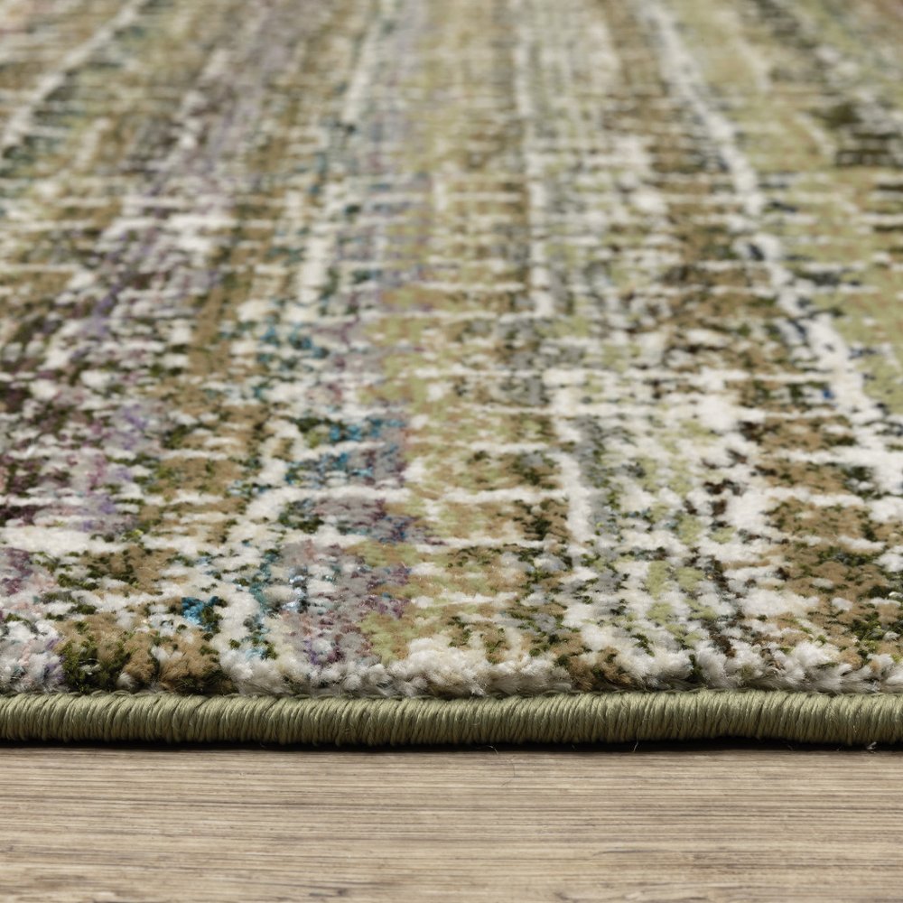 8' Gray And Ivory Abstract Runner Rug