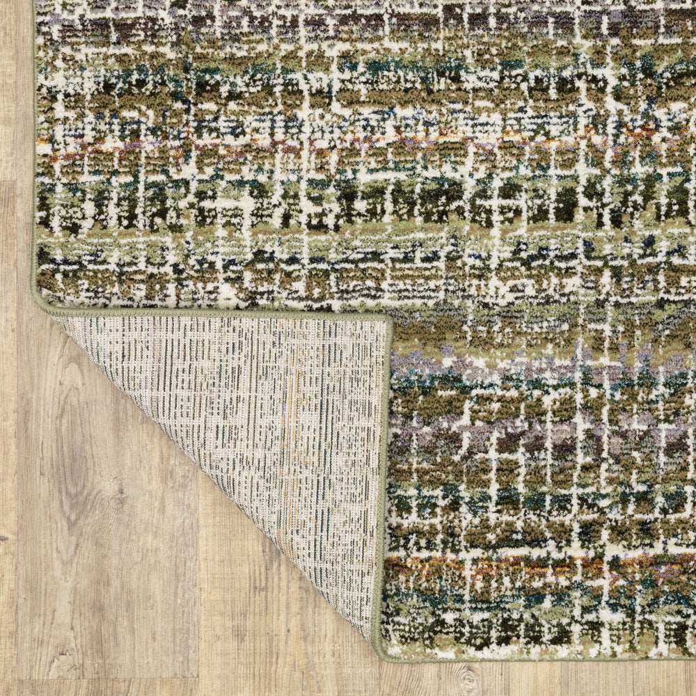 8' Gray And Ivory Abstract Runner Rug