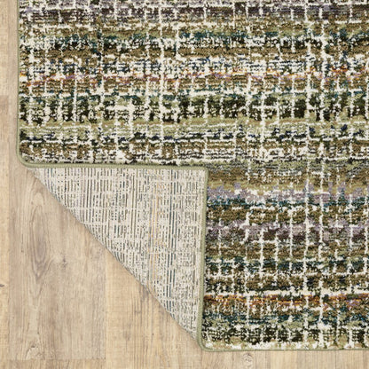 8' Gray And Ivory Abstract Runner Rug