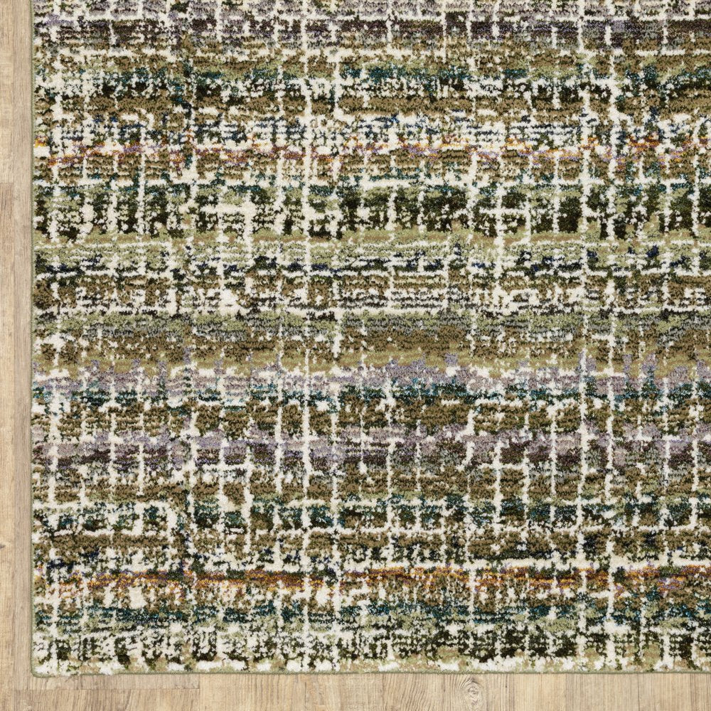8' Gray And Ivory Abstract Runner Rug