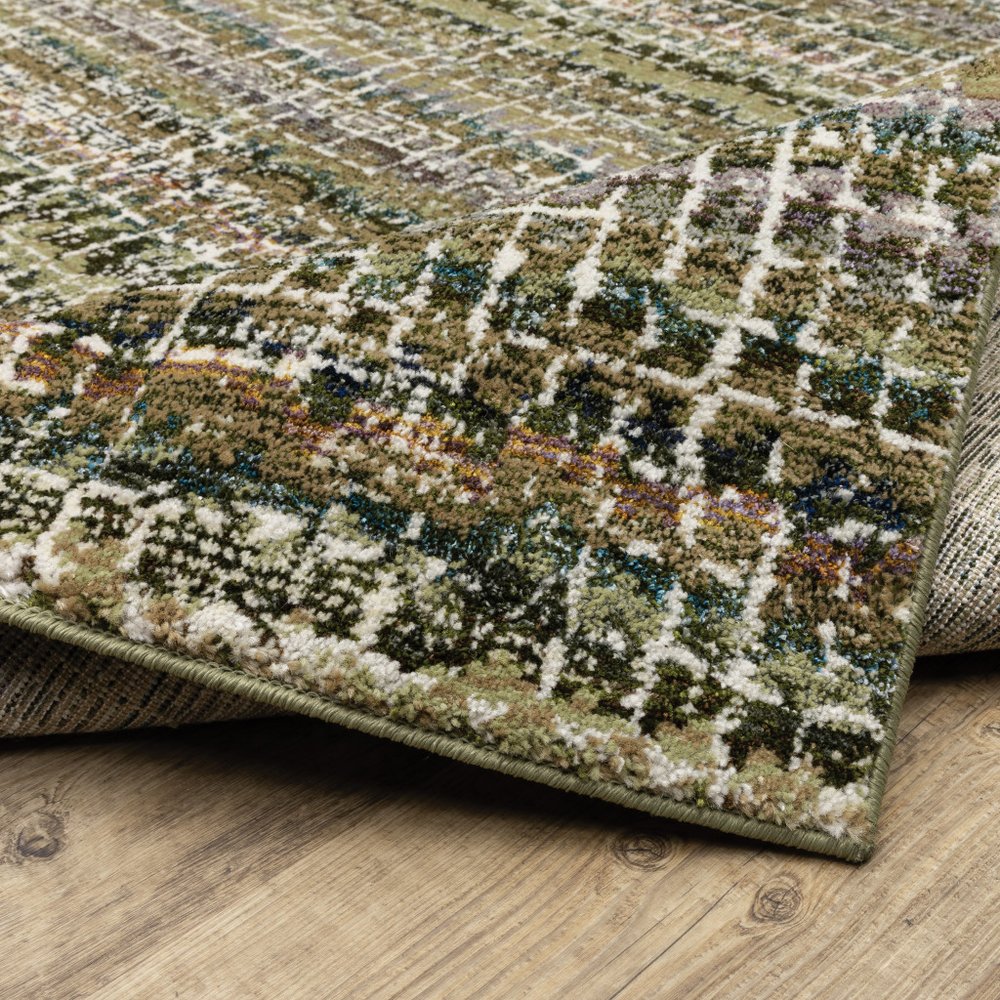 8' Gray And Ivory Abstract Runner Rug