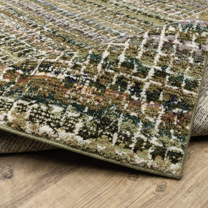 8' Gray And Ivory Abstract Runner Rug