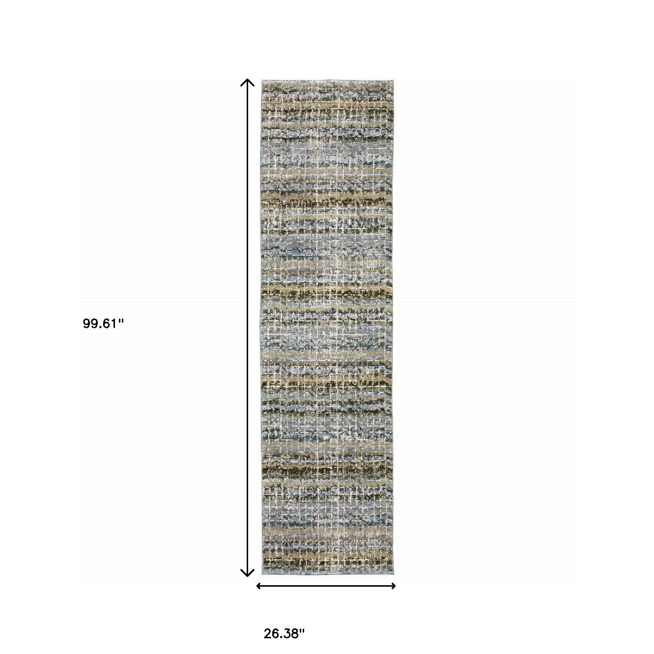 8' Runner Blue and Ivory Abstract Power Loom Runner Rug