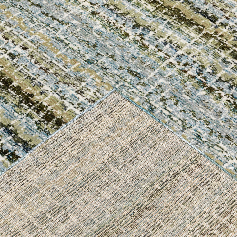 12' Blue Green And Teal Abstract Runner Rug