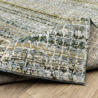 12' Blue Green And Teal Abstract Runner Rug