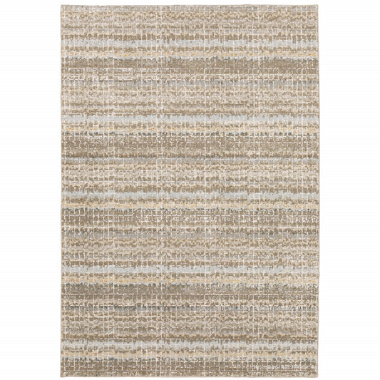 2' X 3' Gray and Ivory Abstract Power Loom Area Rug