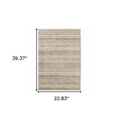 2' X 3' Ivory And Gray Abstract Area Rug