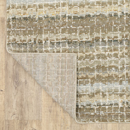 8' Ivory And Gray Abstract Runner Rug