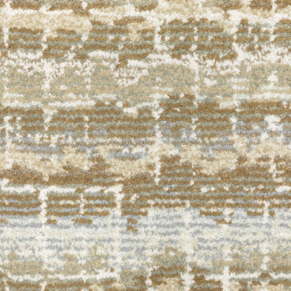 8' Ivory And Gray Abstract Runner Rug