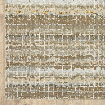 8' Ivory And Gray Abstract Runner Rug
