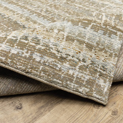 8' Ivory And Gray Abstract Runner Rug