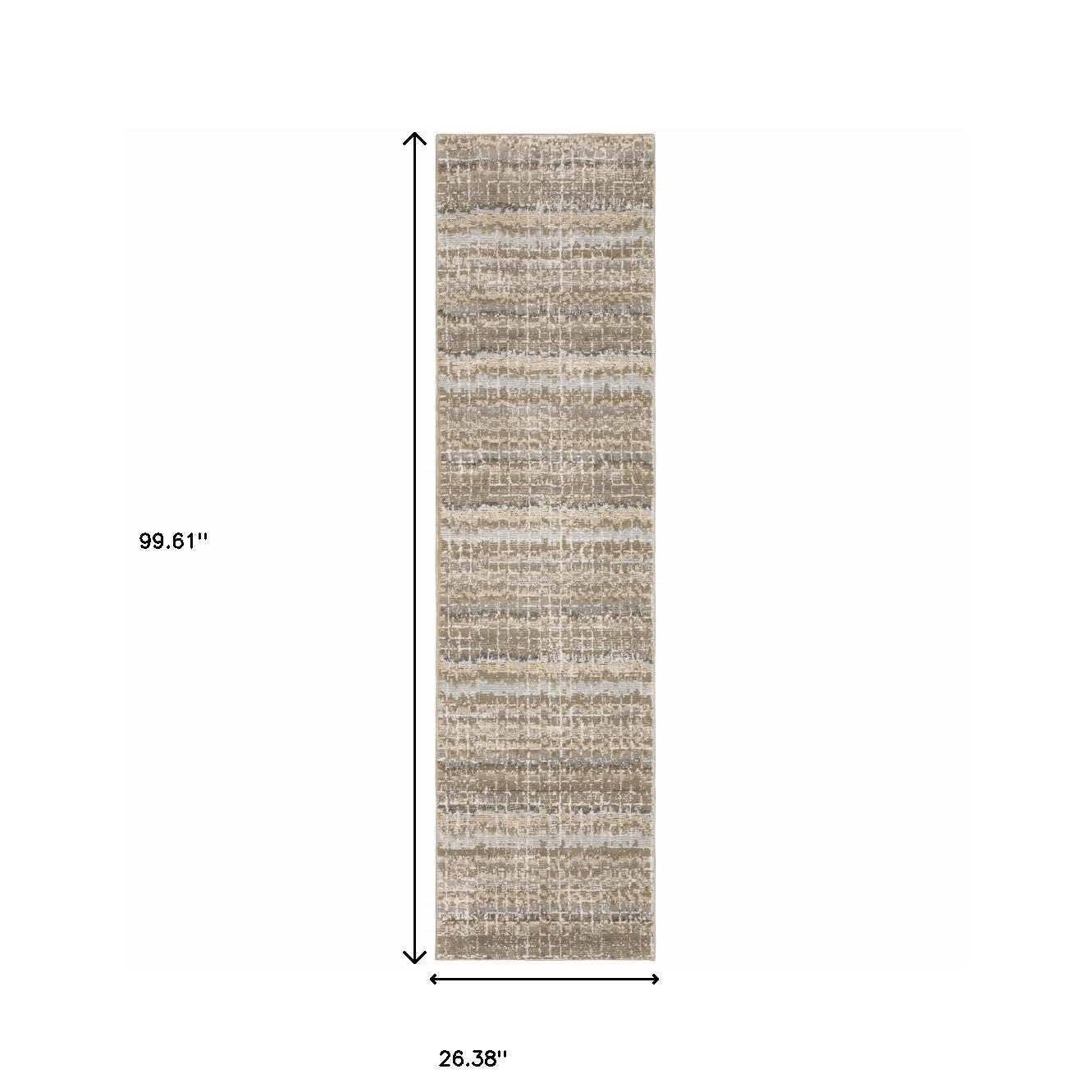 8' Runner Gray and Ivory Abstract Power Loom Runner Rug