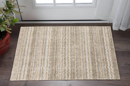 3' X 5' Gray and Ivory Abstract Power Loom Area Rug