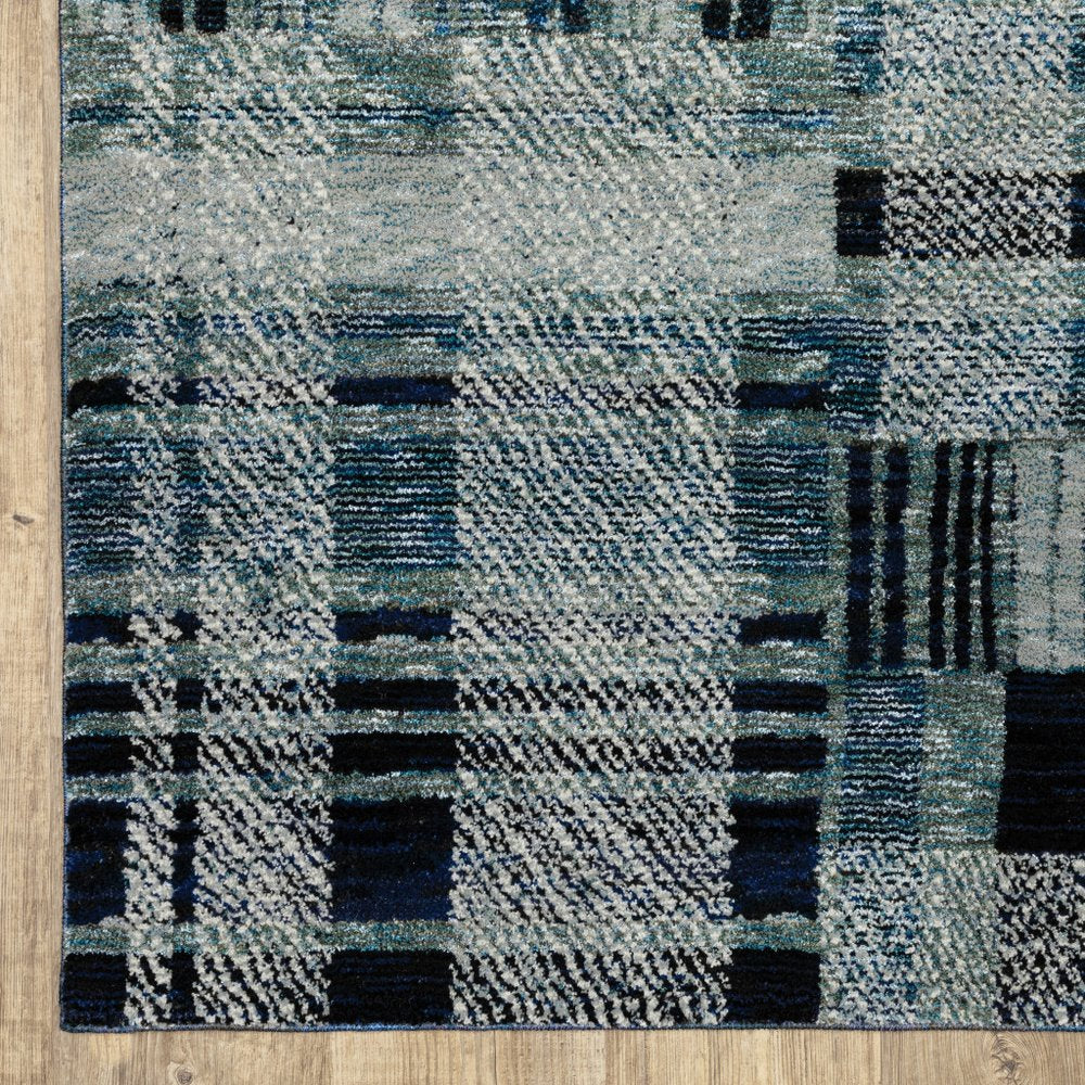 12' Blue Geometric Runner Rug