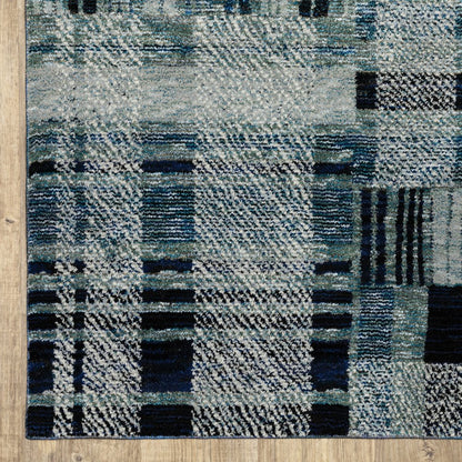 12' Blue Geometric Runner Rug